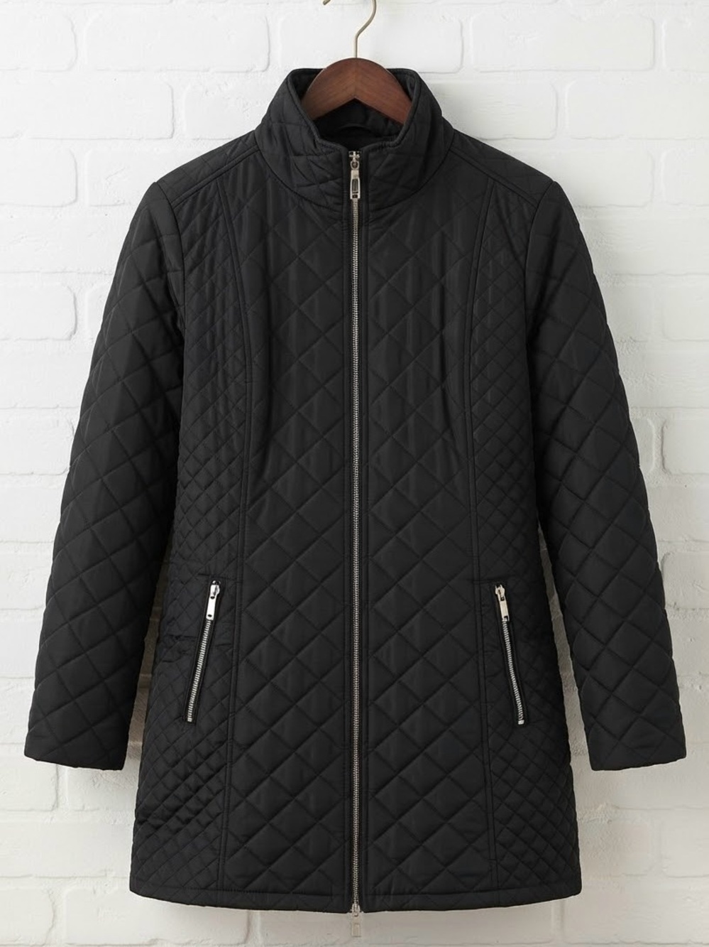 Ivanka Trump Black Quilted Coat with Faux Fur Hood 🔥